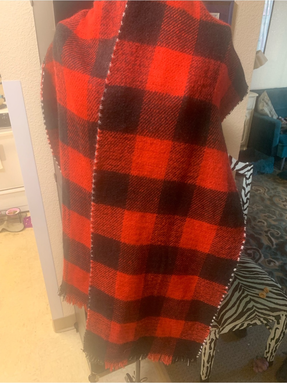 Steve Madden Red and Black Buffalo Plaid Throw